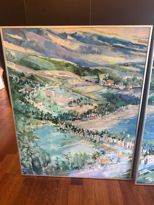 Fred Gowland 3 Set Santa Barbara Wharf Paintings