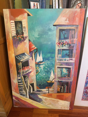 Fred Gowland Mediterranean Boat Scene