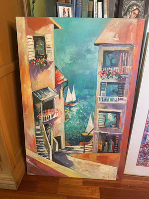 Fred Gowland Mediterranean Boat Scene