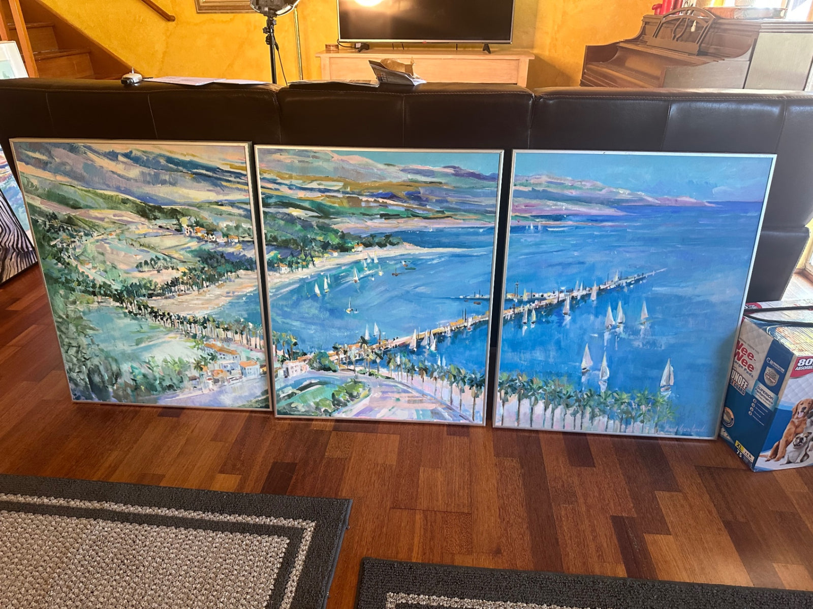 Fred Gowland 3 Set Santa Barbara Wharf Paintings