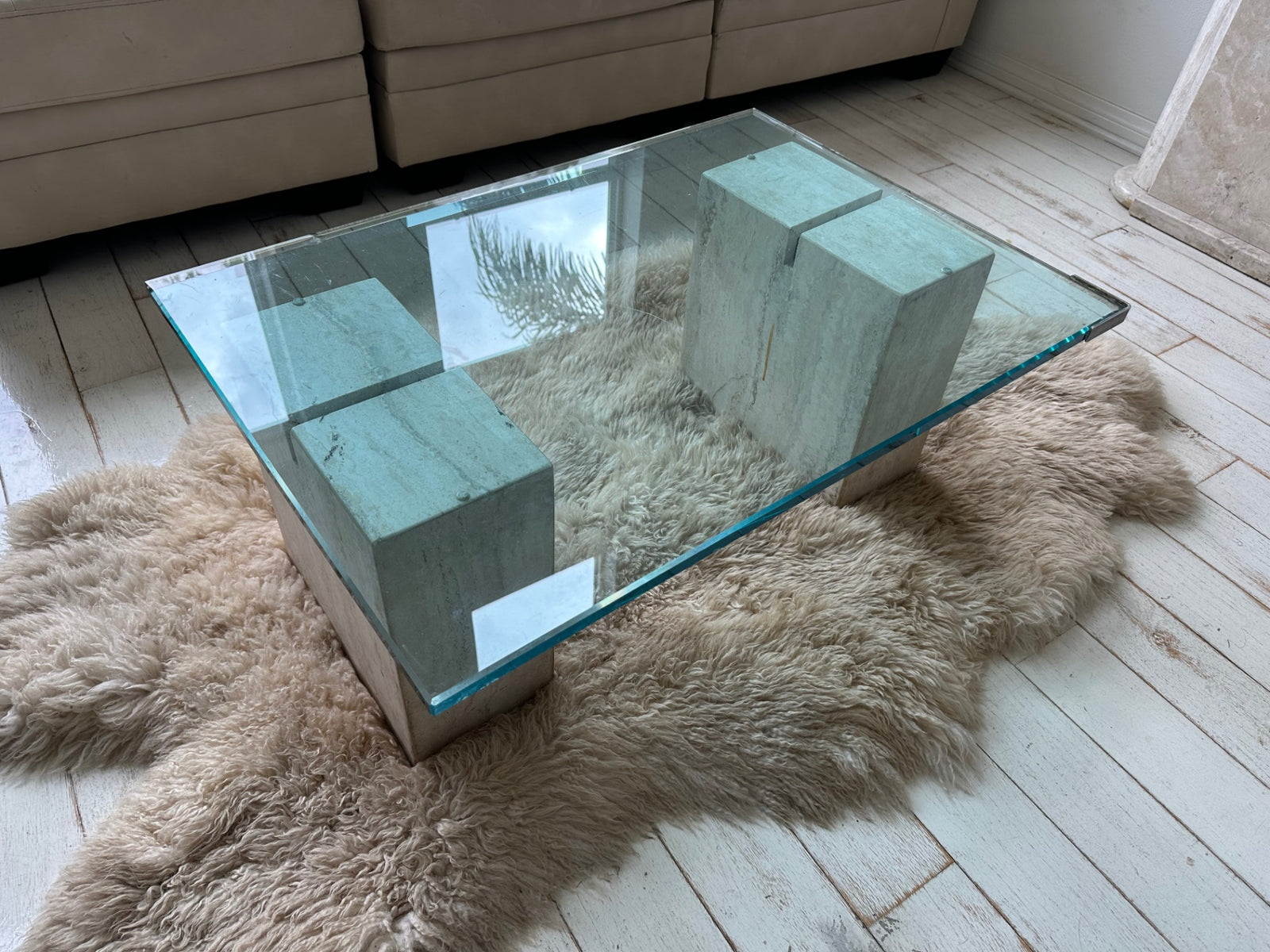 Arteri Mid Century Modern Glass Coffee Table 1970s 1980s