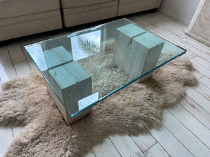 Arteri Mid Century Modern Glass Coffee Table 1970s 1980s