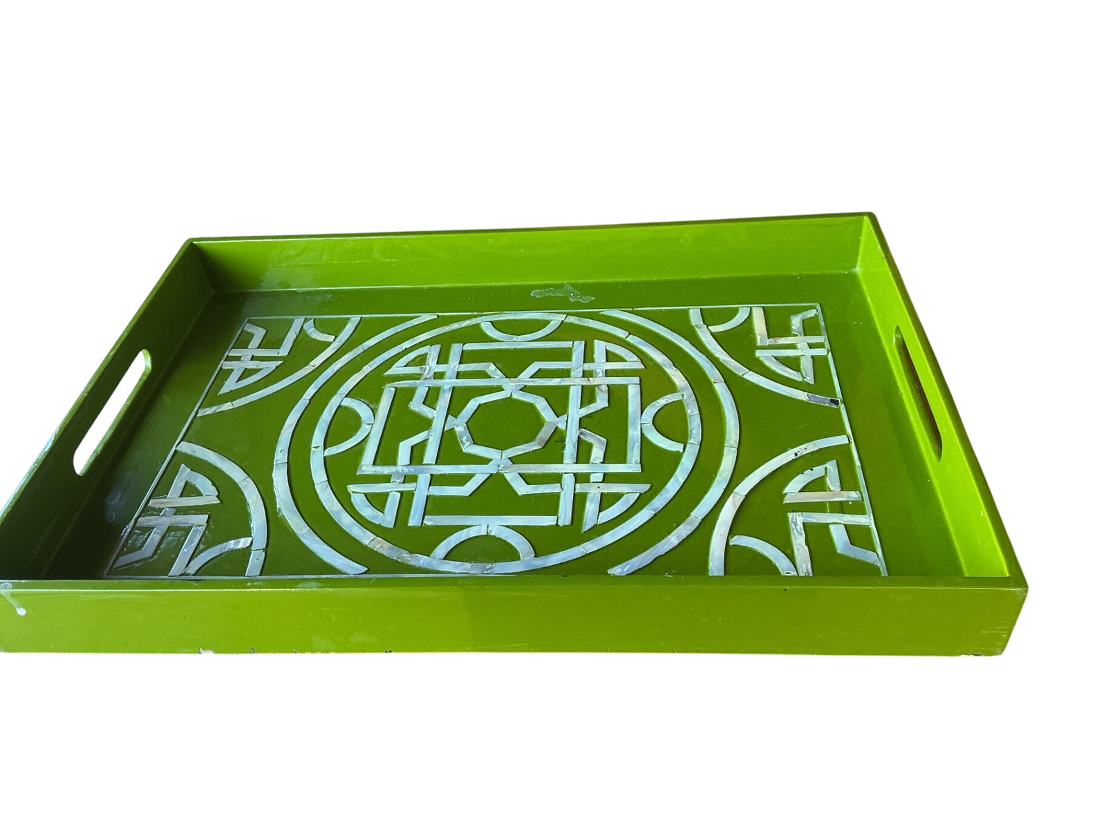Green tray with mother of pearl