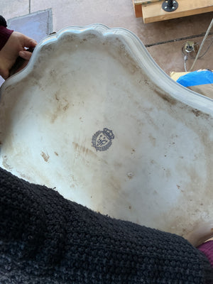 Vintage Wong Lee Canton 1895 table with porcelain tray top