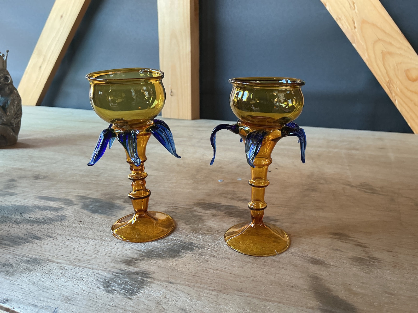 Johanna Ortiz set of two small hand blown candle holders