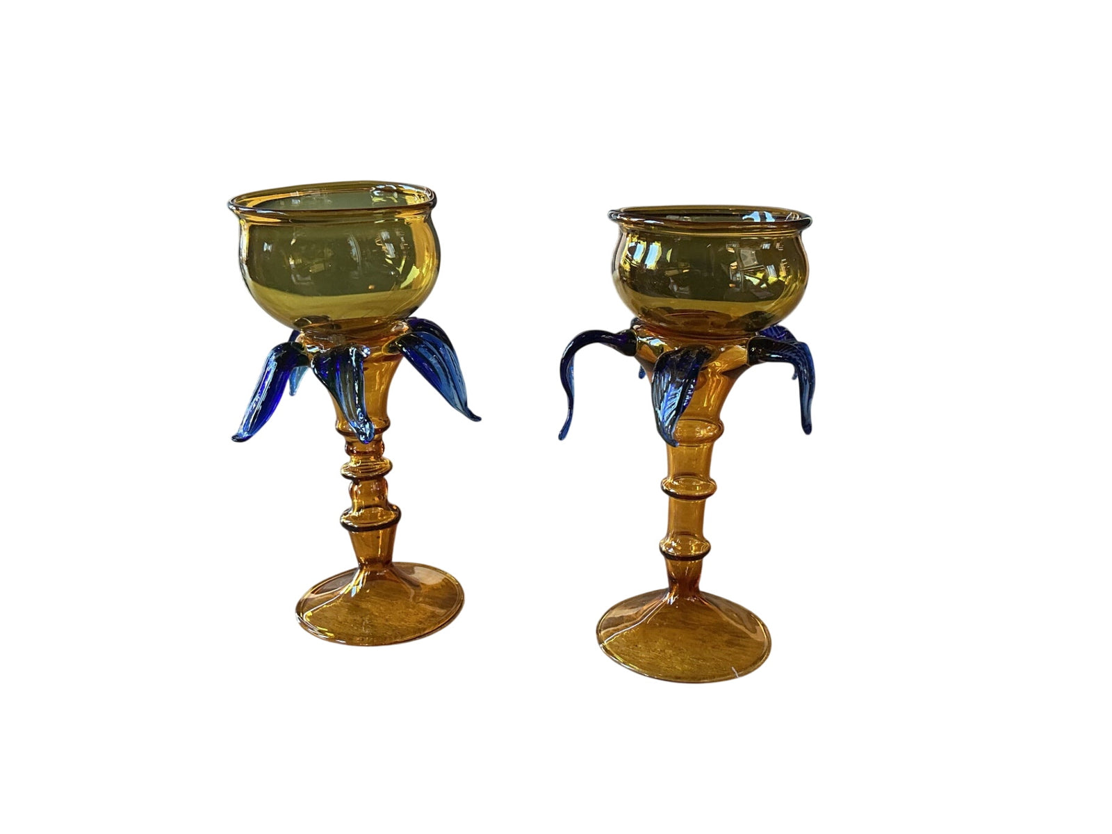 Johanna Ortiz set of two small hand blown candle holders
