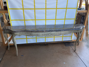 French Louis XV style painted console table with marble top