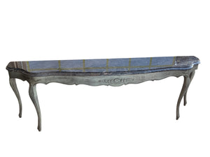 French Louis XV style painted console table with marble top