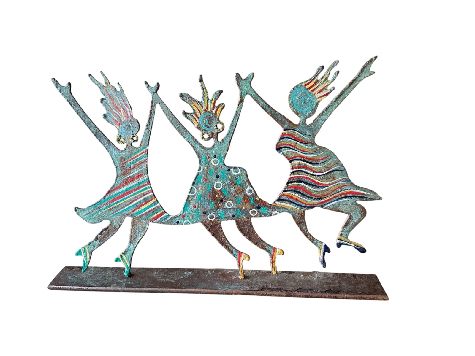 Robert shields signed, dancing sculpture on metal
