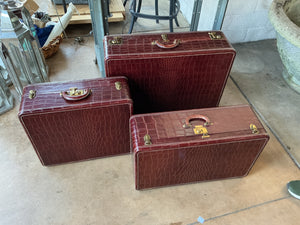 Vintage Dresner three-piece crocodile luggage set 1930s-EXLNT Cond!