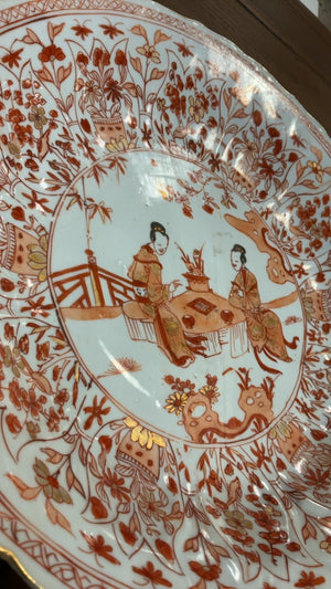 Antique Chinese Blood and Milk Style Porcelain Plate ( Repaired )