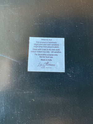 Les Ottoman painted tray with cranes blue