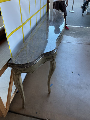 French Louis XV style painted console table with marble top