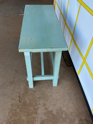 Hardwood vintage green bench