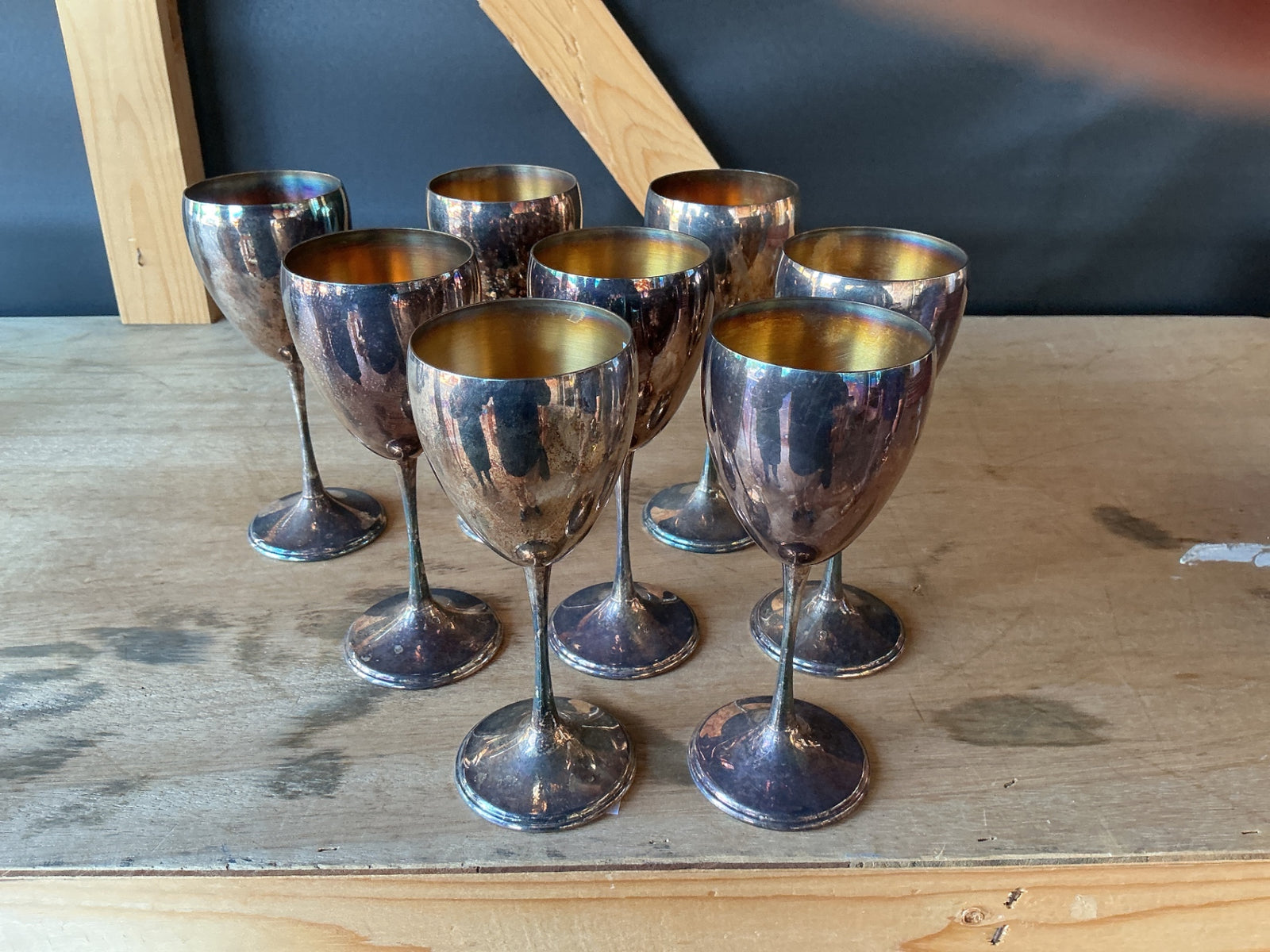 Silver plate, wine goblet set of eight