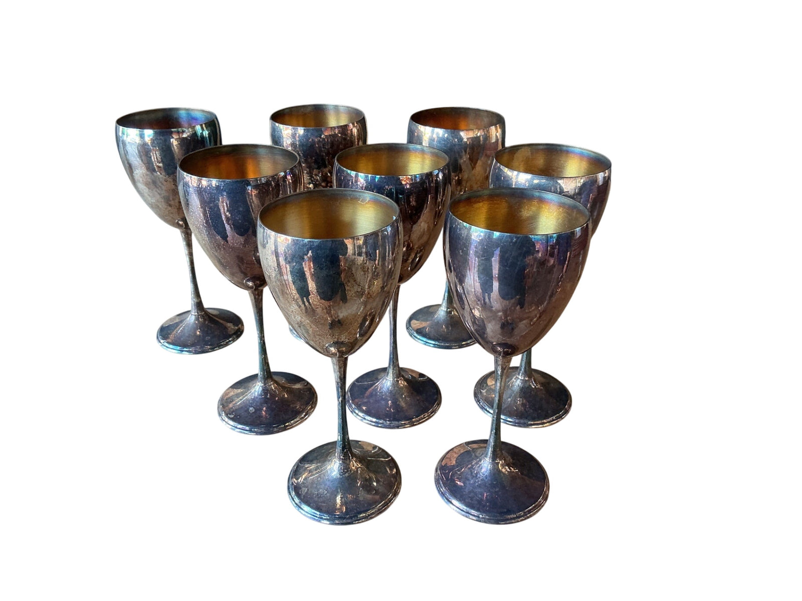Silver plate, wine goblet set of eight