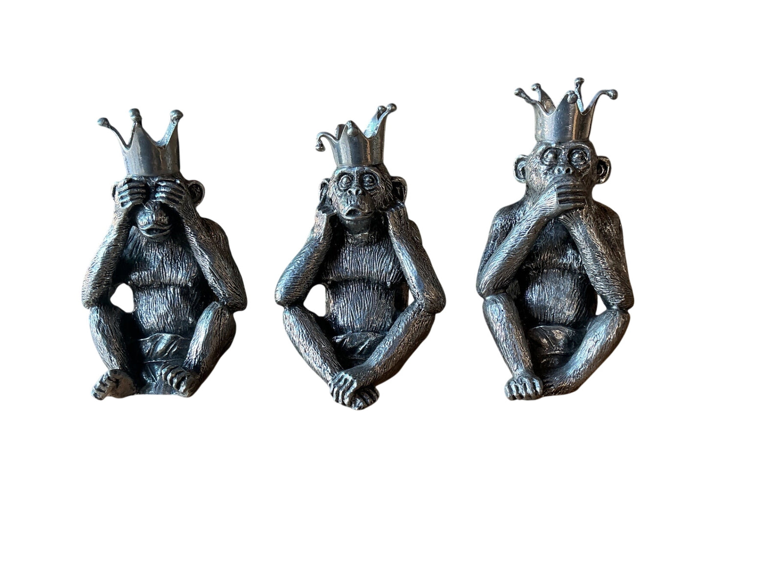 Pewter by Piero Figura-hear. speak and see no evil candleholders