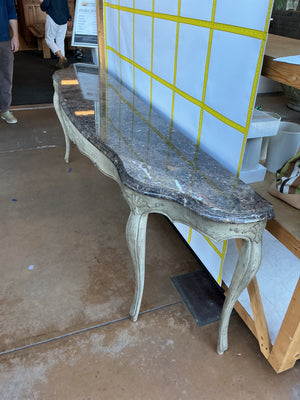 French Louis XV style painted console table with marble top