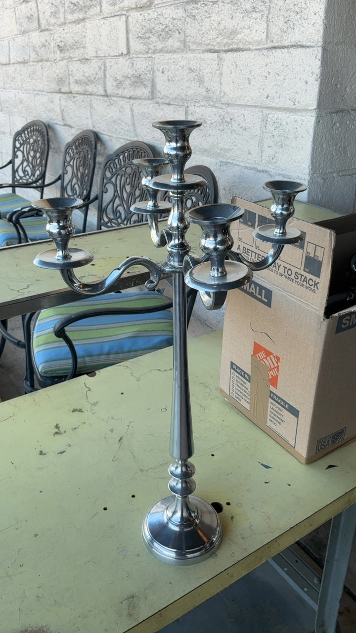 Pewter candelabra