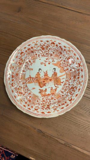 Antique Chinese Blood and Milk Style Porcelain Plate ( Repaired )