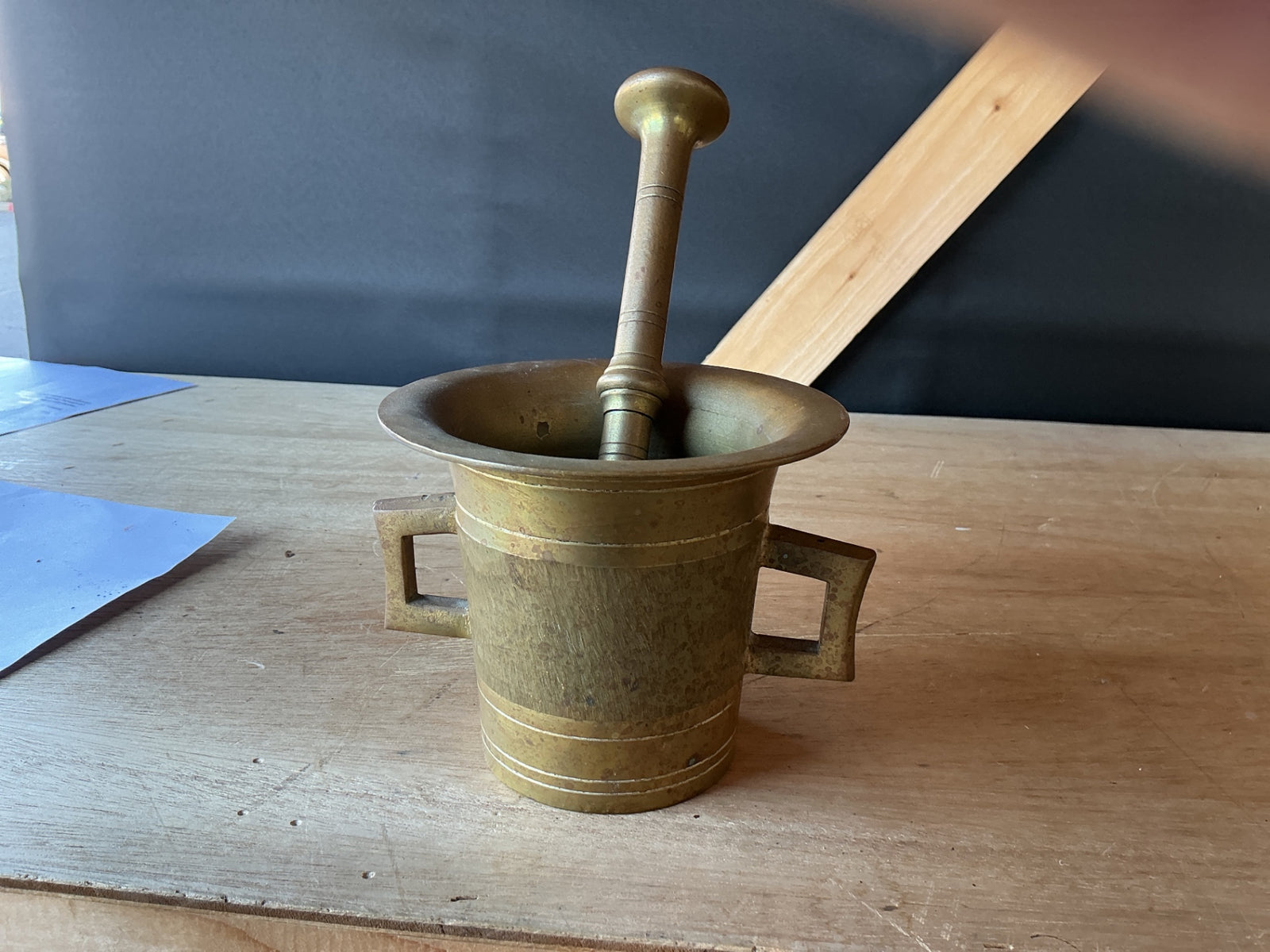 Brass mortar and pestal