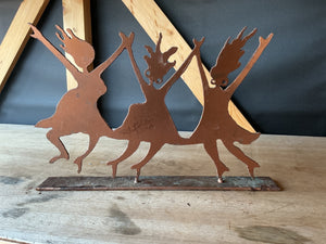 Robert shields signed, dancing sculpture on metal