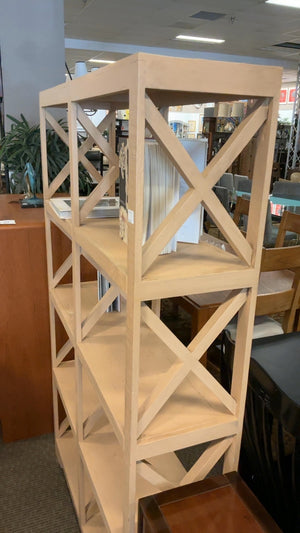 Solid wood X frame shelving unit