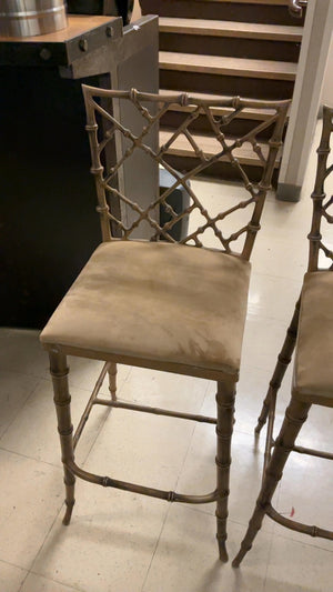 Kessler Industries mid-century metal bamboo barstools (pair)