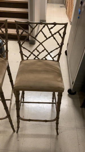 Kessler Industries mid-century metal bamboo barstools (pair)