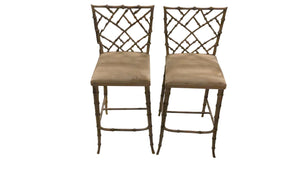 Kessler Industries mid-century metal bamboo barstools (pair)