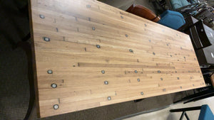 Unique counter height, table, cast-iron legs, Brooklyn, New York