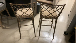 Kessler Industries mid-century metal bamboo barstools (pair)