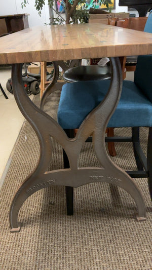 Unique counter height, table, cast-iron legs, Brooklyn, New York