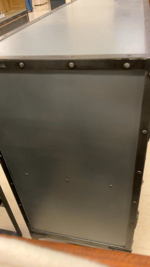 Industrial metal and glass sideboard