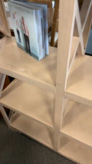 Solid wood X frame shelving unit