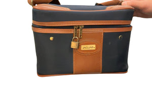 Vintage JAGUAR Cosmetic Overnight Bag Navy Blue
