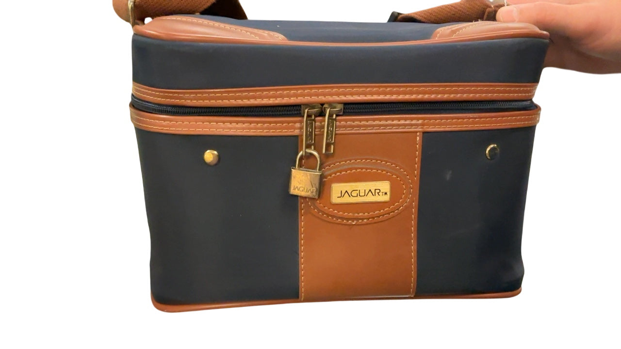 Vintage JAGUAR Cosmetic Overnight Bag Navy Blue