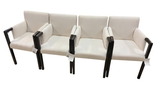 Upholstered, black and white dining chairs with arms set of 4