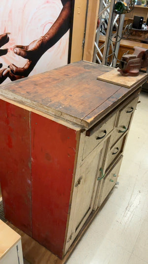 Rustic workbench with vice