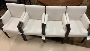 Upholstered, black and white dining chairs with arms set of 4