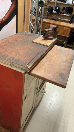 Rustic workbench with vice