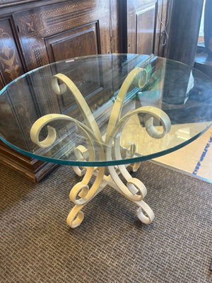 Round Glass Top Wrought Iron Accent Table