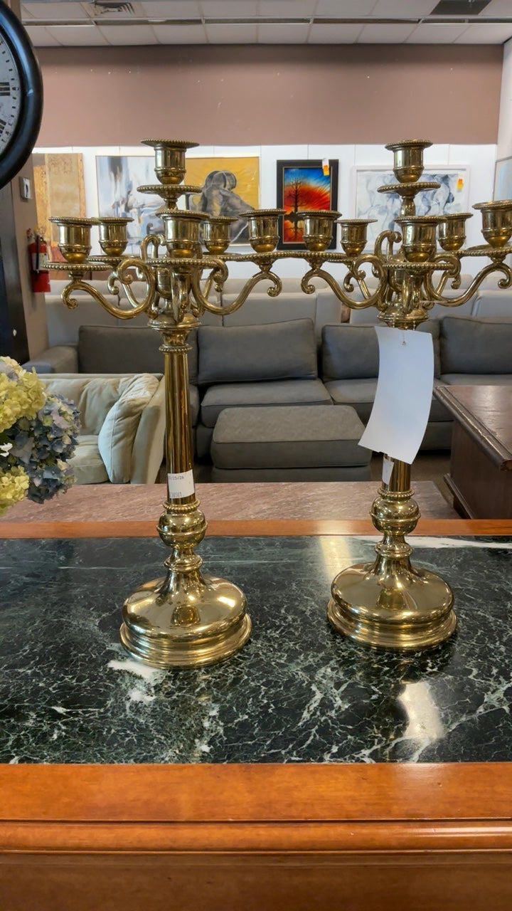Old English Brass Candelabras (pair)