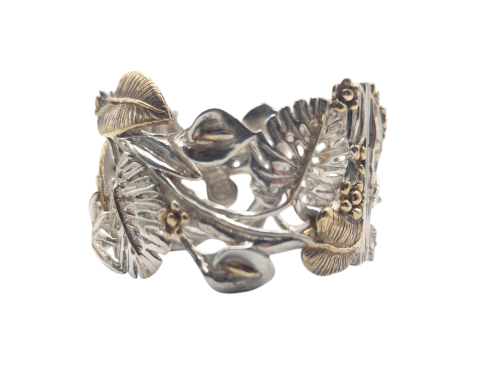 Cuff 950 Silver Large Floral