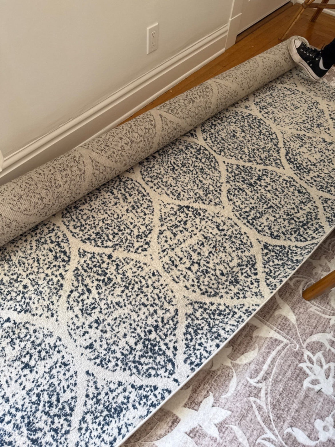 Geometric Blue & Cream Performance Area Rug