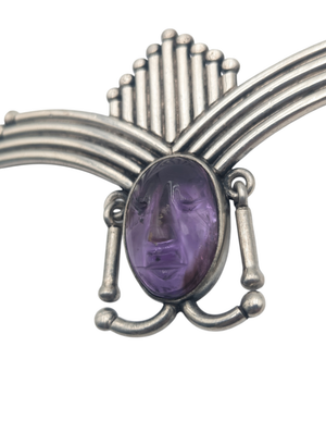 Brooch Sterling Silver w/ Amethyst Los Ballesteros TAXCO