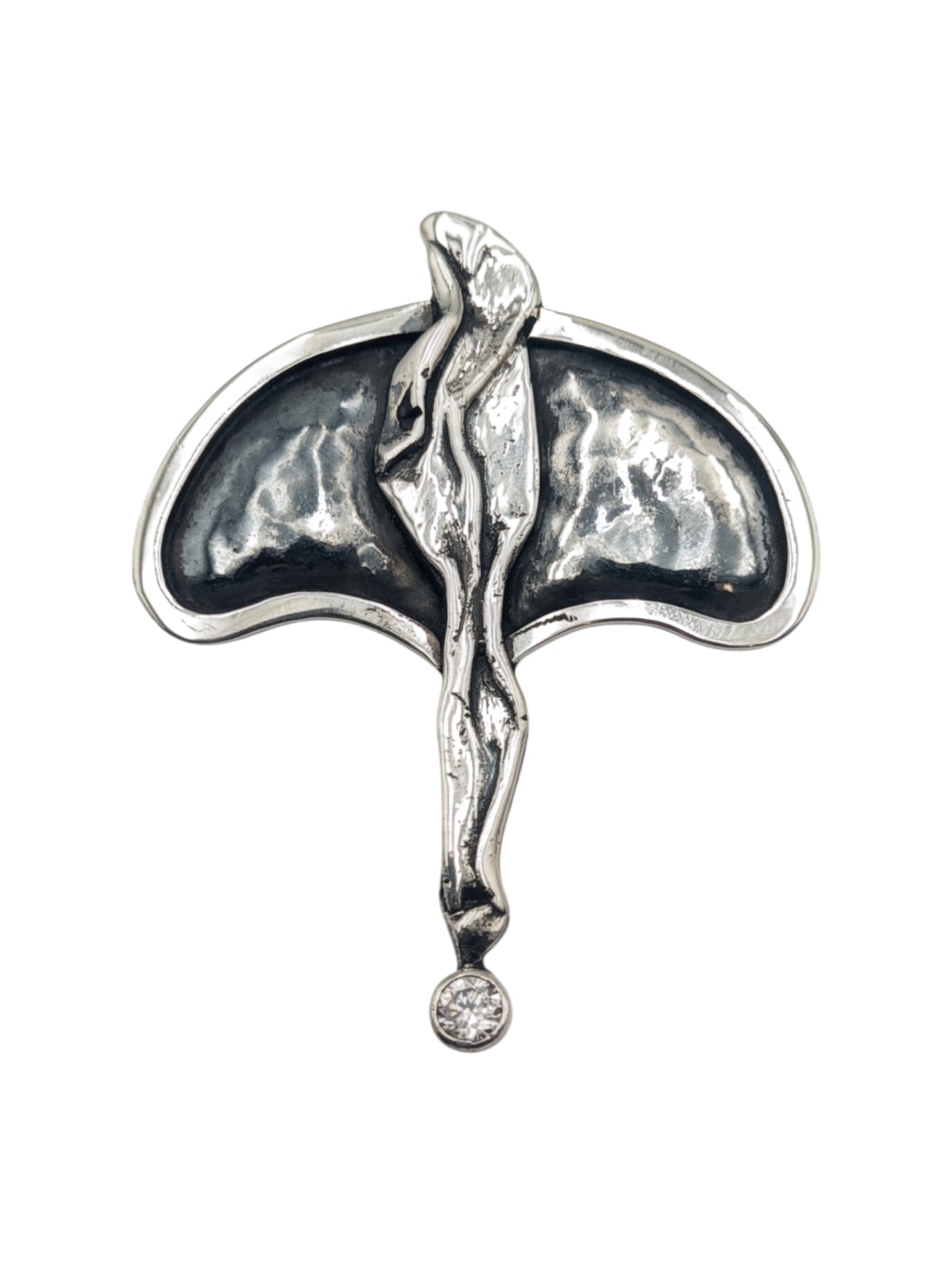 Pin Sterling Silver w/ Single White Stone