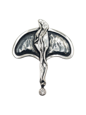 Pin Sterling Silver w/ Single White Stone
