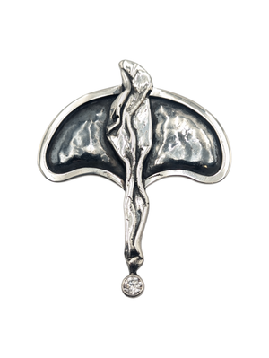 Pin Sterling Silver w/ Single White Stone