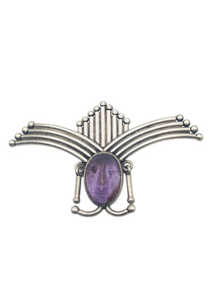 Brooch Sterling Silver w/ Amethyst Los Ballesteros TAXCO